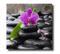 LZIMU Zen Canvas Wall Art Purple Orchid Floral & Stone Picture Prints Spa Paintings Meditation Artwork for Bathroom Yoga Room Decor Framed(Picture-4, (12.00" x 12.00"))