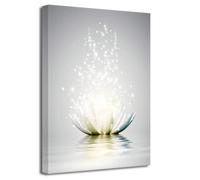 LZIMU Zen Canvas Wall Art White Lotus Flower Bloom in Water Picture Prints Wall Decor Framed Grey Painting for Yoga Spa Meditation Spiritual Room Decor (24x36in (60x90cm), Zen Artwork-3)