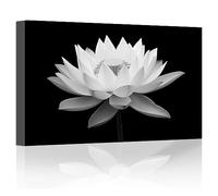 LZIMU Zen Wall Art Black and White Lotus Flowers Pictures Water Lily Canvas Prints Bathroom Decor Spa Artwork for Yoga Studio Meditation Spiritual Room Framed (Zen-1, 11.00"x14.00")