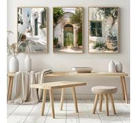 LZJAGXX 3pcs Mediterranean Landscape Canvas Prints Poster Vintage Italy Travel Nature Art Prints Wall Art Home Decor Art Poster 70x100cmx3 Unframed