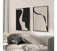 LZJAGXX Abstract Minimalist Art Line Drawing Poster Beige and Black Canvas Painting Modern Wall Art Picture for Living Room Decor 70x100cmx2 Unframed
