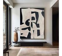 LZJAGXX Beige Wabi Sabi Wall Art Black Beige Abstract Painting Minimalist Canvas Large Neutral Rich Textured Living Room Decor 50x70cm Framework
