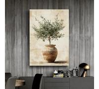 LZJAGXX Chic Olive Tree in Vase Canvas Art Painting- Wall Decor for Living Room, Bedroom, Office(60x90cm/Frameless)
