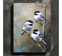 LZJAGXX Chickadee Birds Watercolor Art Canvas Print - Rustic Farmhouse Wall Decor Bird Painting Artwork for Home Room Office(20x30cm/Canvas Wrap)