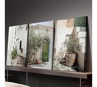 LZJAGXX Modern Bohemian Olive Tree Canvas Wall Art，Rustic Mediterranean Style with Stone Pathway Tree Design Pictures Painting(40x60cmx3/Frameless)