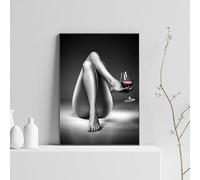 LZJAGXX Modern Posters And Prints Abstract Women Foot With Wine Glass Unique Canvas Painting Wall Art Pictures For Living Room(80x120cm/Inner Frame)