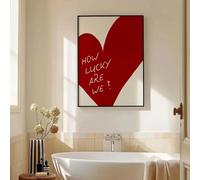 LZJAGXX Red Love Heart How Lucky Are We Poster Canvas Painting Modern Minimalist Wall Art Print Poster for Bedroom Home Decor(60x90cm/Frameless)