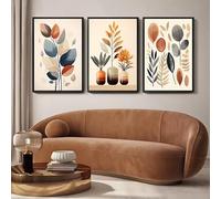 LZJAGXX Retro Leaf Canvas Painting Wall Art Watercolor Vase Simple Abstract Poster and Printmaking for Living Room Decoration(60x90cmx3/Frameless)