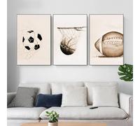 LZJAGXX Sport Basketball Soccer Canvas Painting Wall Art Baseball Posters and Prints Pictures for Kid's Room Bedroom Home Decor 60x80cmx3 InnerFrame