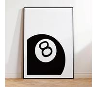 LZJAGXX Vintage Billiards Black 8 Ball Wall Art Prints Canvas Painting Poster Picture For Living Dining Bed Room Home Decor 20x30cm InnerFrame