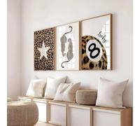LZJAGXX Vintage Leopard Cheetah Art Canvas Print Poster Lucky No.8 Ball Painting Quote Wall Art Prints For Apartment Home Decor(40x60cmx3/Canvas Wrapped)