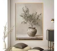 LZJAGXX Vintage Plant Wall Art Vintage Flowers In Vase Muted Landscape Artwork Olive Branch Farmhouse Botanical Canvas Prints 20x30cm InnerFrame