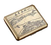 LZJDHKJ Cigarette Case Vintage Gold Cigarette Tin Holds 85mm Women Men MetalC,One Size