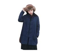 LZJN Women Jacket Coat Chinese Tang Suit with Frog Buttons (Deep Blue), Blue, One size