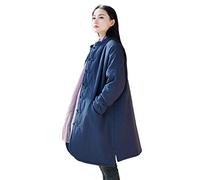 LZJN Women's Cotton Padded Coats Mid-Length Quilted Chinese Style Winter Jackets (2306 Navy, One Size)