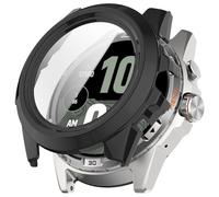 Lzjsee for TicWatch Atlas Case - Hard Protective Case with Tempered Glass Screen Protector for TicWatch Atlas Smartwatch - Scratch-Resistant Full Protection (Black)