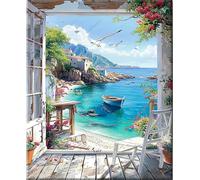 LZLHDE Diamond Painting Seaside Scenery, Diamond Art Kits Adults, Dimond Art Crafts Beginners, Diamond Painting kit Suitable as a Gift aor Relaxation and as Wall Decoration 12x16 in