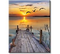 LZLHDE Paint by Numbers for Adults Landscape Quay, Painting by Numbers for Adults Canvas Crafts Kits, Paint by Number DIY kit for Relax and De-Stress Gift Home Decoration 16x20inch