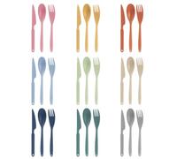LZLINGMEI 27 Pieces 9 Colors Reusable Plastic Cutlery Set with Knives, Forks and Spoons, Large Portable Tableware Camping Utensils for Lunch Travel School Work Picnic Party Daily Use