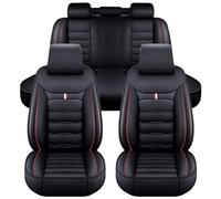 LZLMCCLM Leather Full Set Car Seat Covers for Audi A4 B8 8K Allroad A4 B9 Avant A4 B9 allroad A5 B8 8T, 5 Seats Waterproof Breathable Seat Cushion Protector Covers Interior Accessories,Black_Red/A
