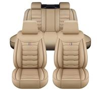LZLMCCLM Leather Full Set Car Seat Covers for Audi A4 B8 8K Allroad A4 B9 Avant A4 B9 allroad A5 B8 8T, 5 Seats Waterproof Breathable Seat Cushion Protector Covers Interior Accessories,Beige/A