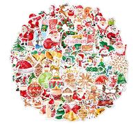 LZLPACKING Christmas Stickers 100 Pcs Holographic Shiny Chrome Vinyl Stickers for Kids & Adults, Including Christmas Tree, Snowflake, Santa Claus, Elk & More