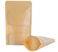 LZLPACKING Kraft Stand Up bags 100 Pcs,Brown Resealable bag with Window for Home or Business,Coffee,Food Storage Bags,Sealable Bags for Packaging(10 * 15cm/3.9×5.9inch)