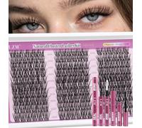 LZM Cluster Lashes Kit Individual Eyelashes C Curl Natural Lash Clusters with Bond and Seal and Remover Thin Band Soft and Lightweight Natural Eyelashes Individual Kit For Daily Wear (10-16MM DL20)
