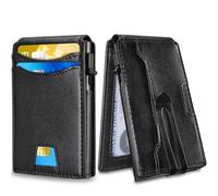 LZM-DIEWLEI Card Holder Wallet Pop Up Credit Card Wallet RFID Blocking Credit Card Holder Leather Credit Card Wallet for Man Minimalist Card Wallet Auto Pop Up Card Holder Small Wallet for Men(Black)