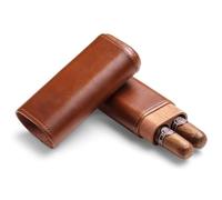 LZM-DIEWLEI Cigar Travel Case for 3 Cigars Portable Leather Cigar Travel Case Cigar Humidor Accessories Cigar Cases for Men Cedar Wood Lined Cigar Box Gift for Men