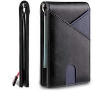 LZM-DIEWLEI Credit Card Holders for Mens Minimalism Leather Card Holder for Men Slim Card Casecard Wallet RFID Blocking Anti Theft Wallet for Men Compact Wallet Bank Card Holder(Black Blue)