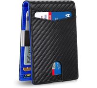 LZM-DIEWLEI Credit Card Holders for Mens Minimalism Leather Card Holder for Men Slim Card Casecard Wallet RFID Blocking Anti Theft Wallet for Men Compact Wallet Bank Card Holder(Black Blue)