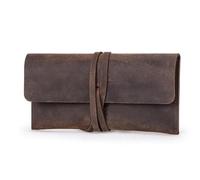 LZM-DIEWLEI Genuine Leather Pencil Case Portable Leather Pen Case Vintage Pen Storage Pouch For Travelling Student Office College Middle School