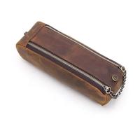 LZM-DIEWLEI Genuine Leather Pencil Case Portable Leather Pen Case Vintage Pen Storage Pouch For Travelling Student Office College Middle School