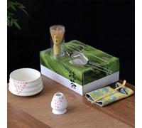 LZM-DIEWLEI Japanese Matcha Tea Set 7 Pcs Ceramic Matcha Bowl, Ceramic Whisk Holder, Matcha Whisk, Scoop, Sifter, Matcha Caddy, Tea Making Kit, Handmade Japanese Tea Ceremony Matcha Tea Kit(White2)