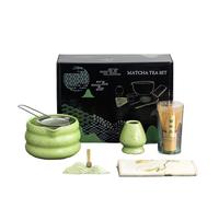 LZM-DIEWLEI Japanese Matcha Tea Set 7 Pcs Ceramic Matcha Bowl, Ceramic Whisk Holder, Matcha Whisk, Scoop, Sifter, Matcha Caddy, Tea Making Kit, Handmade Japanese Tea Ceremony Matcha Tea Kit(Green)