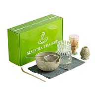 LZM-DIEWLEI Japanese Matcha Tea Set 7 Pcs Ceramic Matcha Bowl, Ceramic Whisk Holder, Matcha Whisk, Scoop, Sifter, Matcha Caddy, Tea Making Kit, Handmade Japanese Tea Ceremony Matcha Tea Kit(B)