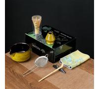 LZM-DIEWLEI Japanese Matcha Tea Set 7 Pcs Ceramic Matcha Bowl, Ceramic Whisk Holder, Matcha Whisk, Scoop, Sifter, Matcha Caddy, Tea Making Kit, Handmade Japanese Tea Ceremony Matcha Tea Kit(Yellow)