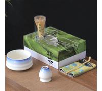 LZM-DIEWLEI Japanese Matcha Tea Set 7 Pcs Ceramic Matcha Bowl, Ceramic Whisk Holder, Matcha Whisk, Scoop, Sifter, Matcha Caddy, Tea Making Kit, Handmade Japanese Tea Ceremony Matcha Tea Kit(Blue)