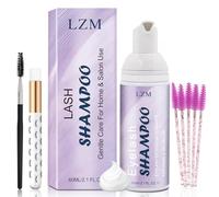 LZM Lash Shampoo for Lash Extensions 60Ml/2.1 FL.OZ Eyelash Shampoo with Lash Brush Lash Cleanser Paraben & Oil Free Eyelash Cleanser for Eyelash Extensions for Salon and Home Use