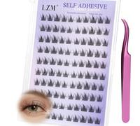 LZM Pre Glued Cluster Lashes Manga - C Curl 10-12mm Pre Glued Eyelashes With Tweezers Lightweight Spiky Individual Eyelashes Easy And Quick To Wear Self Adhesive Lashes Kit (P07 MIX)