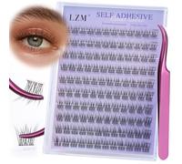 LZM Pre Glued Eyelashes C Curl 120pcs Cluster Lashes With Tweezers 10-13mm Self Adhesive Eyelashes No Glue Needed Natural Lashes (QZD01-mix)