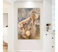 LZMASM Alphonse Mucha《Madonna of the Lilies》Canvas Art Prints Painting Artwork Poster Picture Wall Decor Living room Decoration(80x110cm/Frameless)