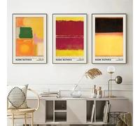 LZMASM Canvas Painting Mark Rothko Posters Red Yellow Abstract Art Exhibition Prints Vintage Museum Wall Picture for Room Decor(30x45cm/3PCS Frameless)