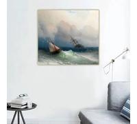 LZMASM Ivan Aivazovsky Two ships at sea Canvas Prints Painting Art Picture Print Poster Wall Decor Home Interior Decoration(70x80cm/No Framed)