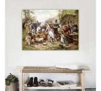 LZMASM Jean Leon Gerome The first thanksgiving Classical Canvas Prints Painting Artwork Picture Wall Decor Home Decoration(80x110cm/Frameless)