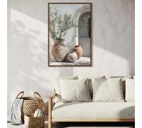 LZMASM Minimalist Nature Botanical Olive Tree Pottery Poster Mediterranean Still Life Canvas Painting Wall Art Rustic Home Decor(30x40cm/Frameless)