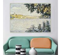 LZMASM Paul Signac《View of the Seine at Herblay》Pointillism Canvas Prints Painting Poster Picture Wall Artwork Home Decoration(30x45cm/Frameless)