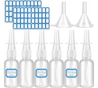 LZMDISU 10 Pcs Nasal Spray Bottles, 30ML/1oz Transparent Glass Refillable Fine Mist Empty Clear Nasal Spray Bottle with 2 Pcs Funnels and 2 Pcs Labels, Clear