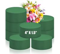 LZMDISU 12Pcs 4" Round Floral Foam Blocks, Green Wet Dry Flower Foam for Fresh and Artificial Flowers, Plant Foam Wedding, DIY Craft, Party Decoration, Flower Arrangements (4" X 1.5")